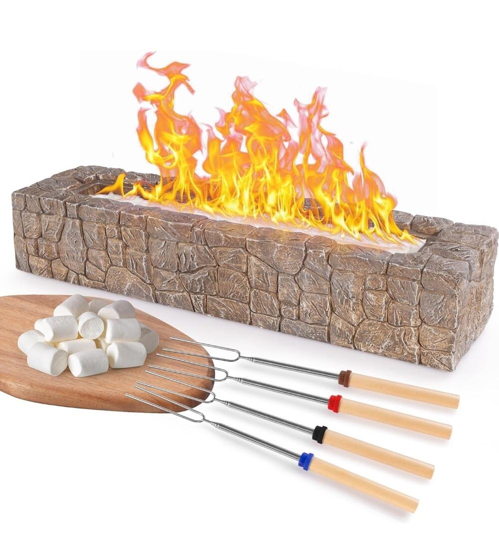 Rectangle Concrete Tabletop Fire Pit Indoor / Outdoor Concrete Table Fireplace